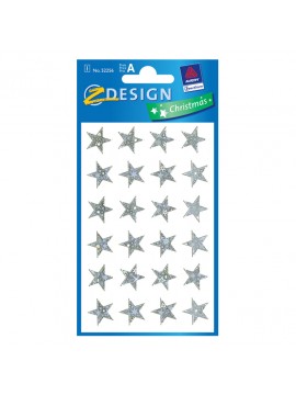 STICKERS AVERY CHRISMTAS STARS SILVER