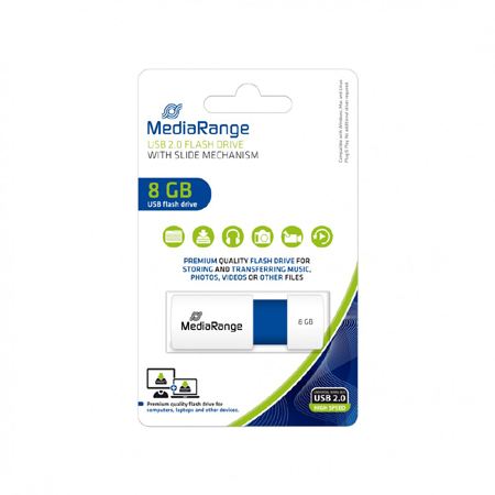 USB MEDIARANGE 8GΒ ΜΠΛΕ